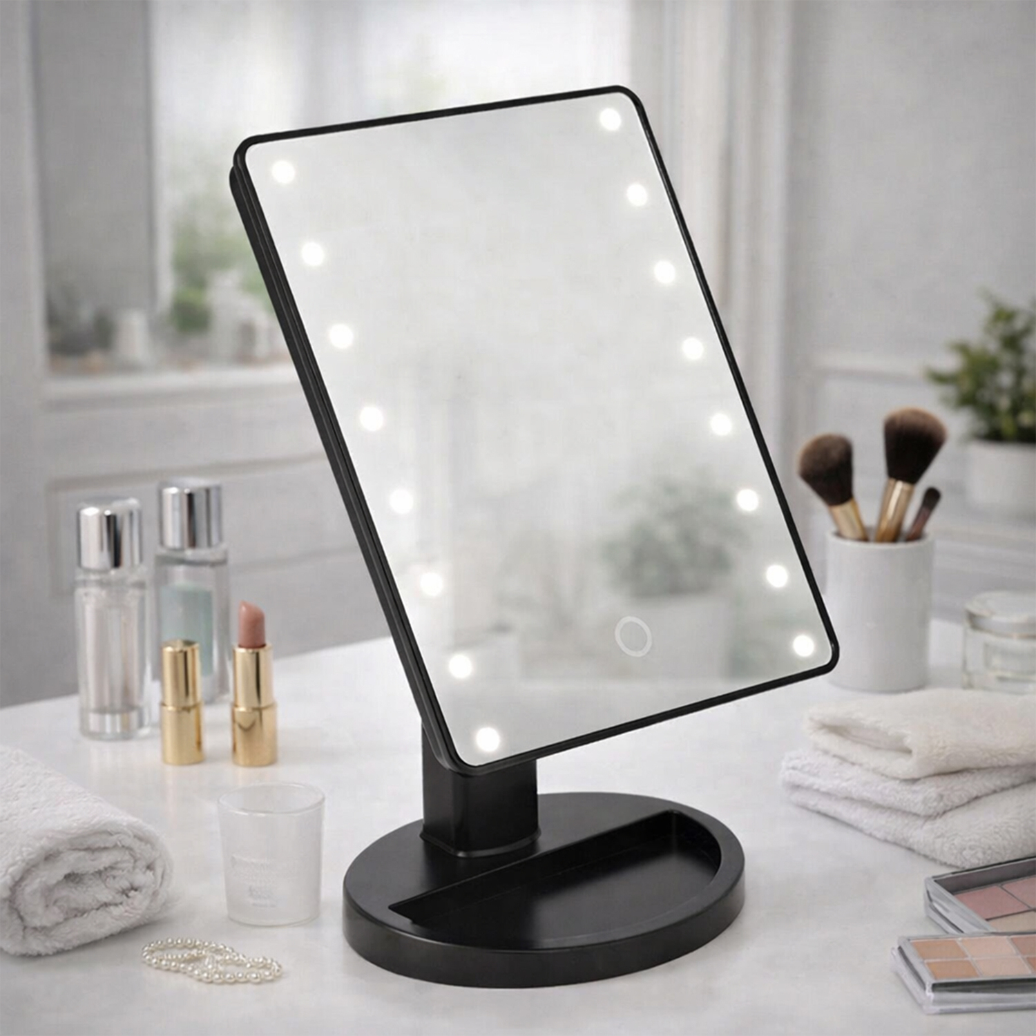 Dragodirect Smart Touch Led Makeup Vanity Mirror With Stand Dimmable Light - White