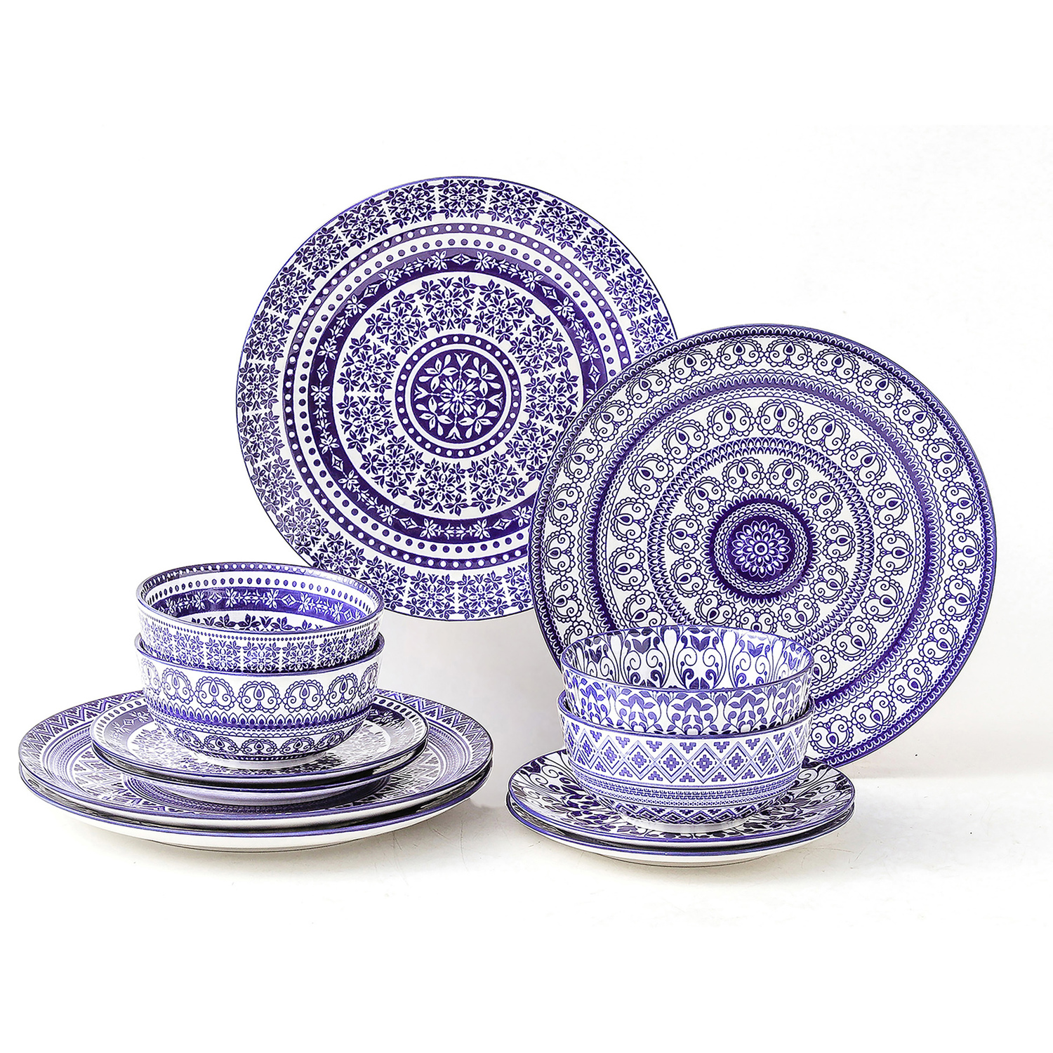 Simpa Blue Florentine Dinner Set - Blue / 12