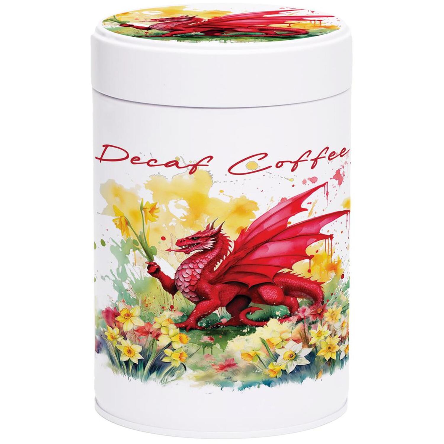 Purely Home Welsh Dragon & Daffodils Twist-Lid Kitchen Canister - Decaf Coffee