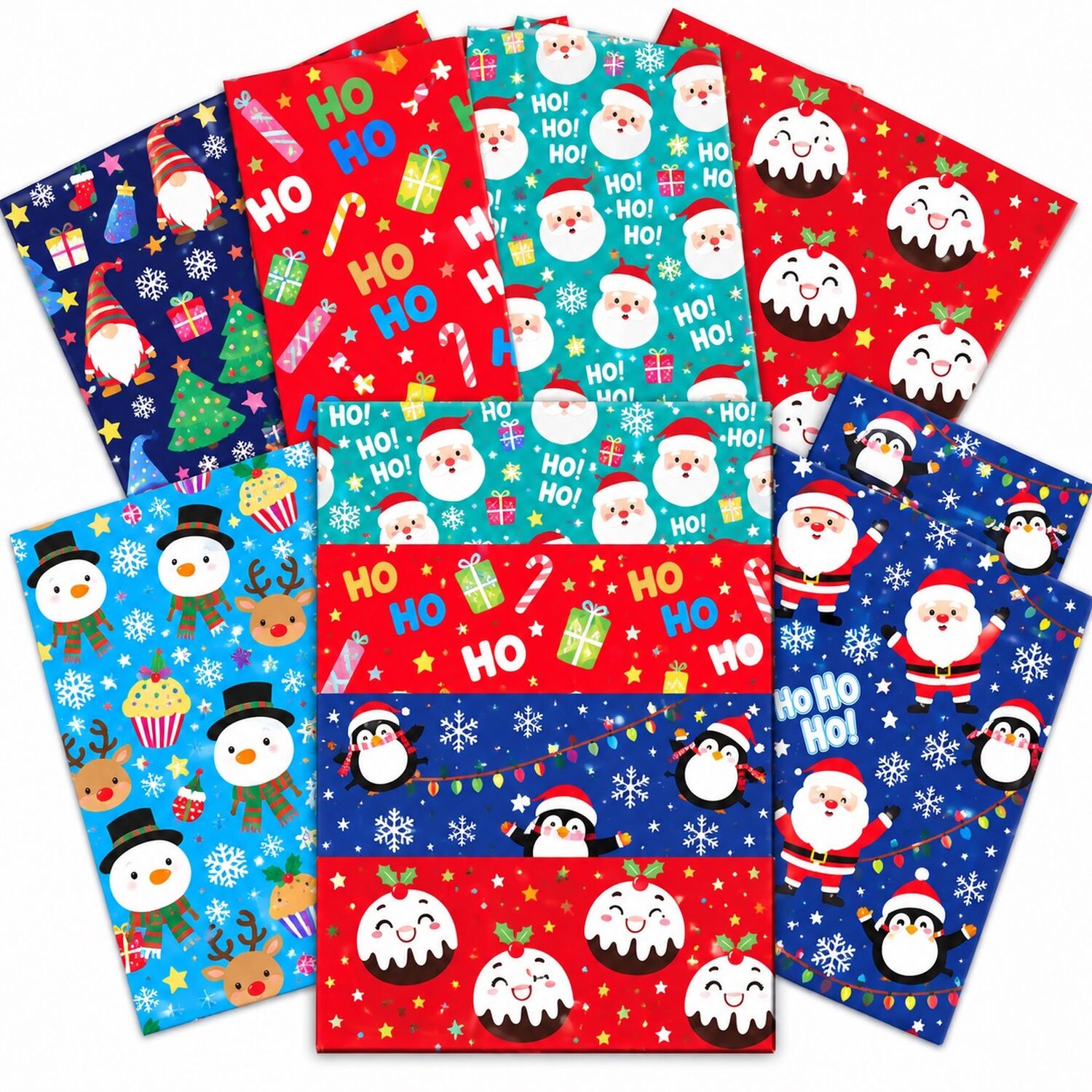 32 Christmas Wrapping Paper Sheets Cute Characters Kids Gift Wrap 50cm x 70cm - Image 2