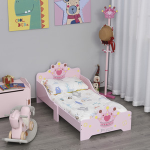 Kids Wooden Princess Crown and Flower Single Bed