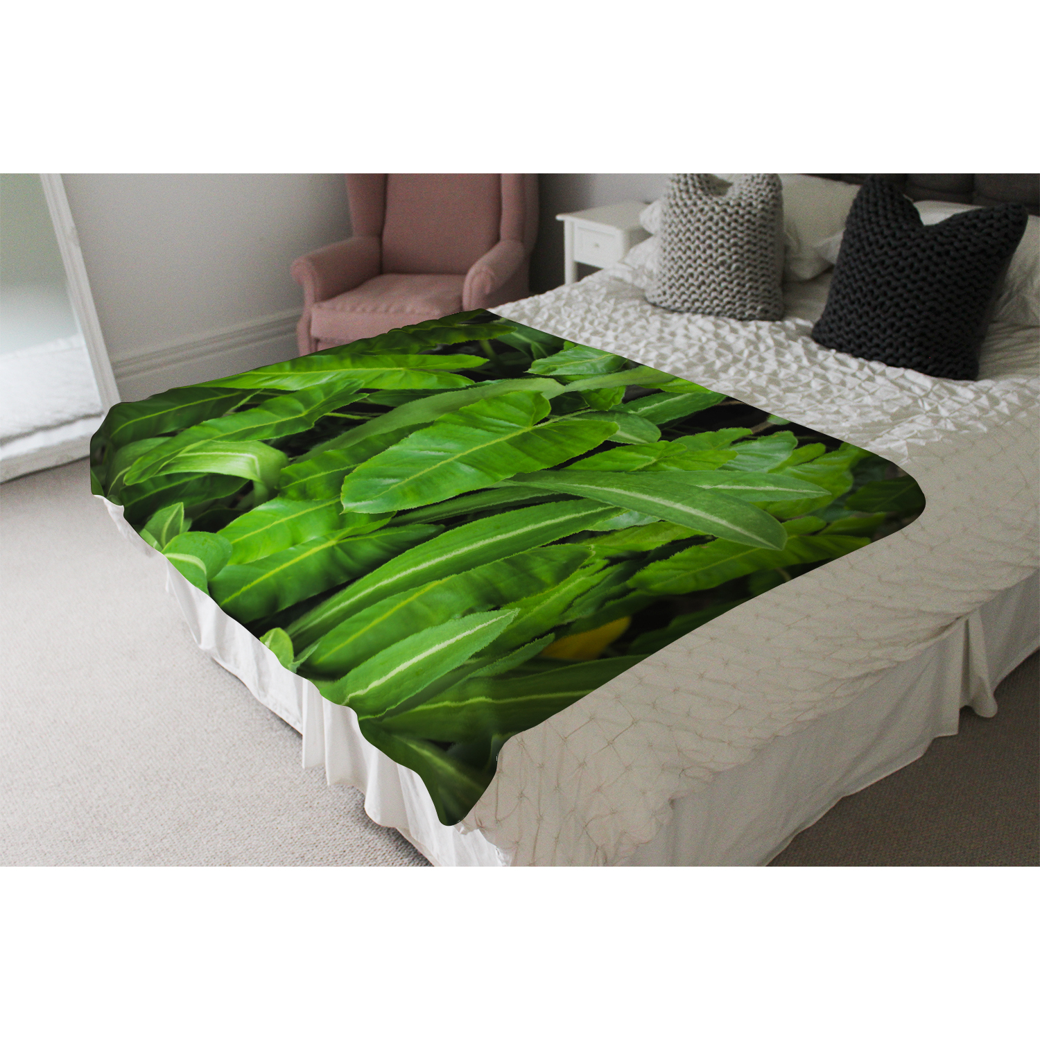 Abstract Background Of Dark Green Leaves Blanket - Green