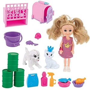 Toy Doll Girl Pet Playset for Kids