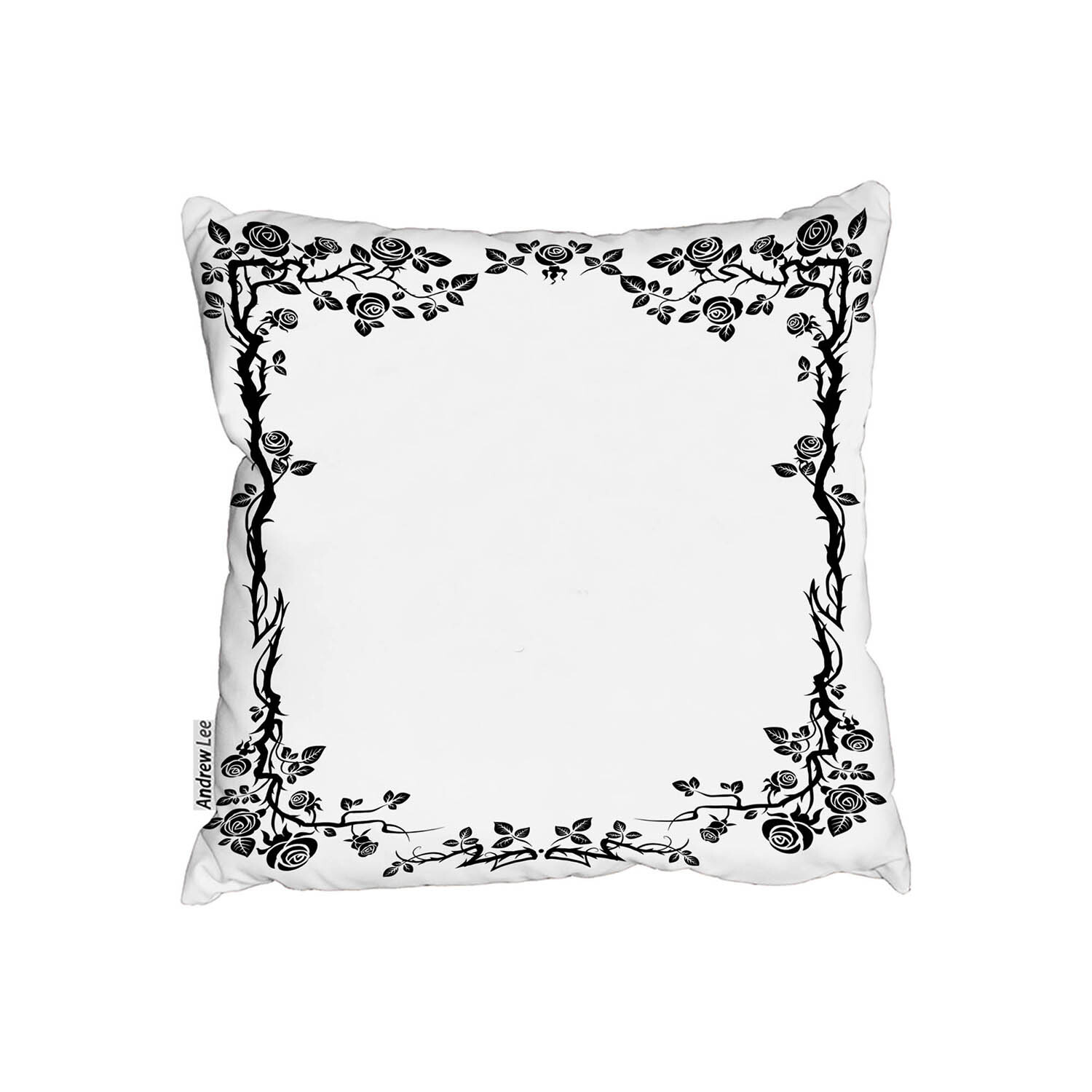 Rose  Vine Silhouette Cushion - Black / 60cm