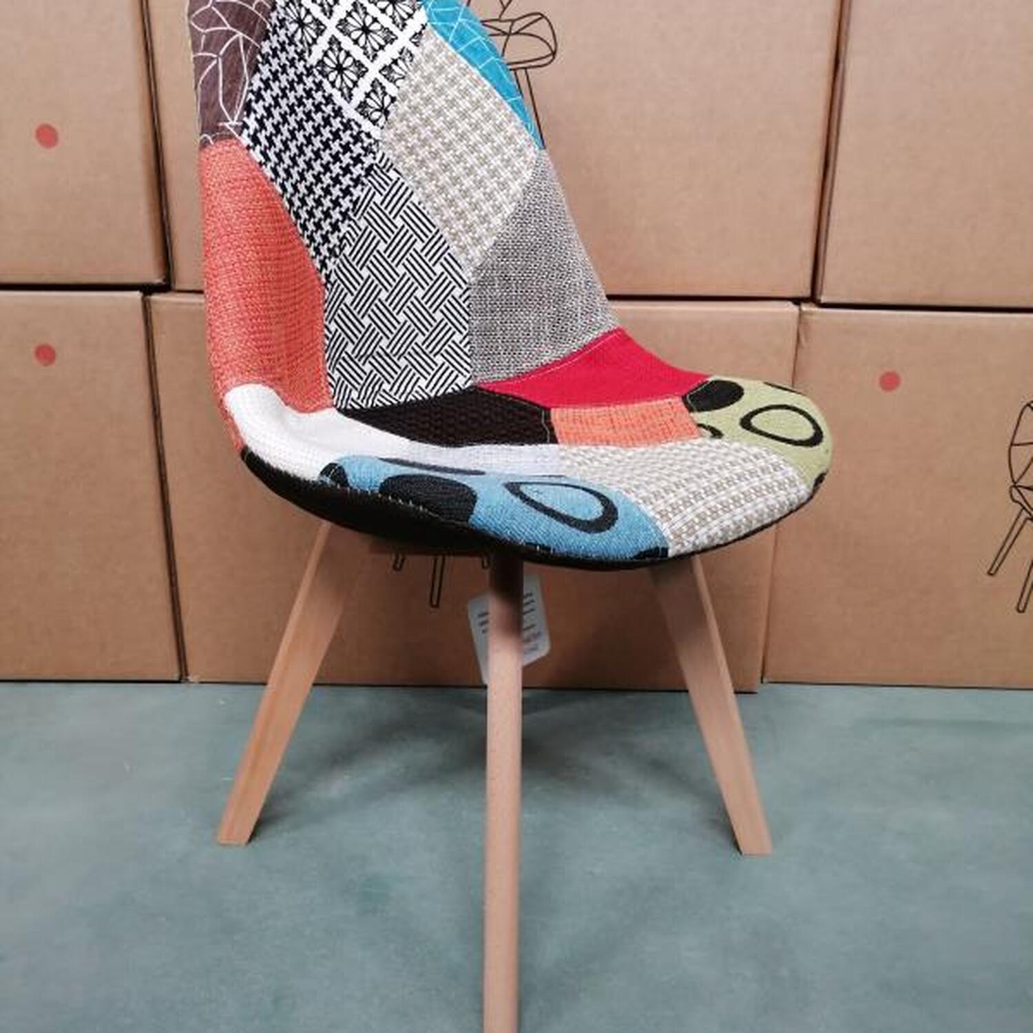 Pair Of Fabric Dining Chairs - Multi Coloured
