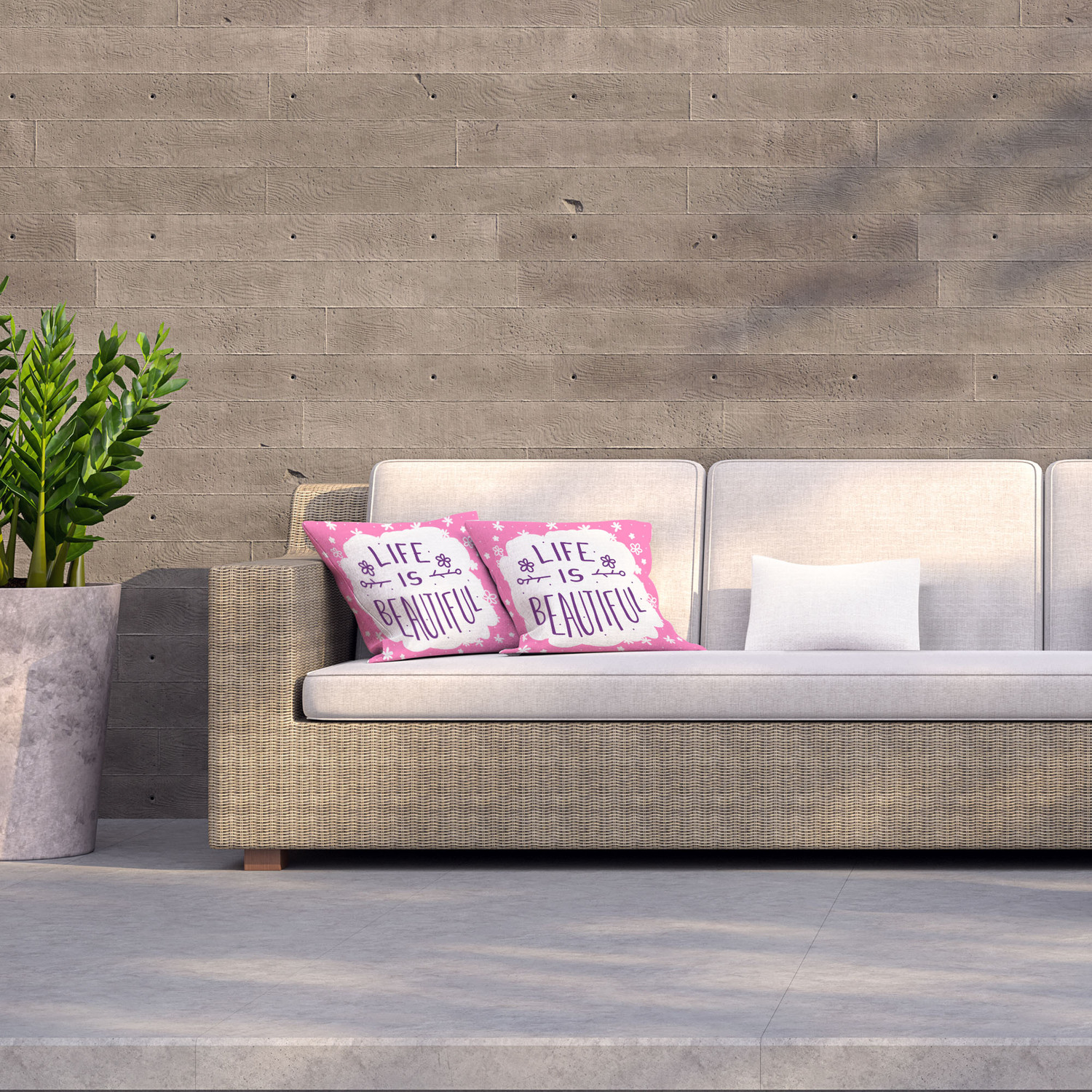 Life Is Beautiful Outdoor Cushion - Pink / 60cm