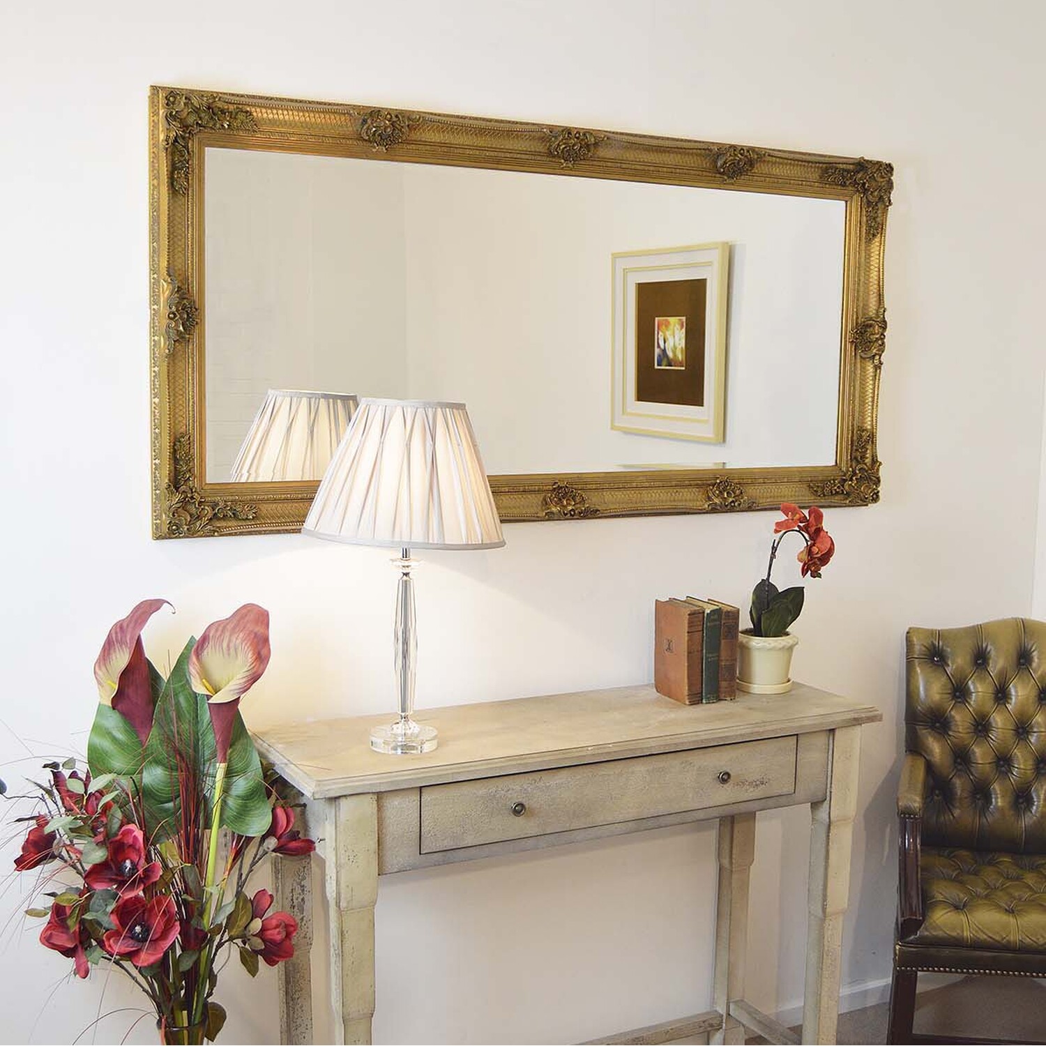 Specchio Rettangolare Barocco Abbey In Crema – MirrorOutlet, Classico Vintage Per Parete - 3