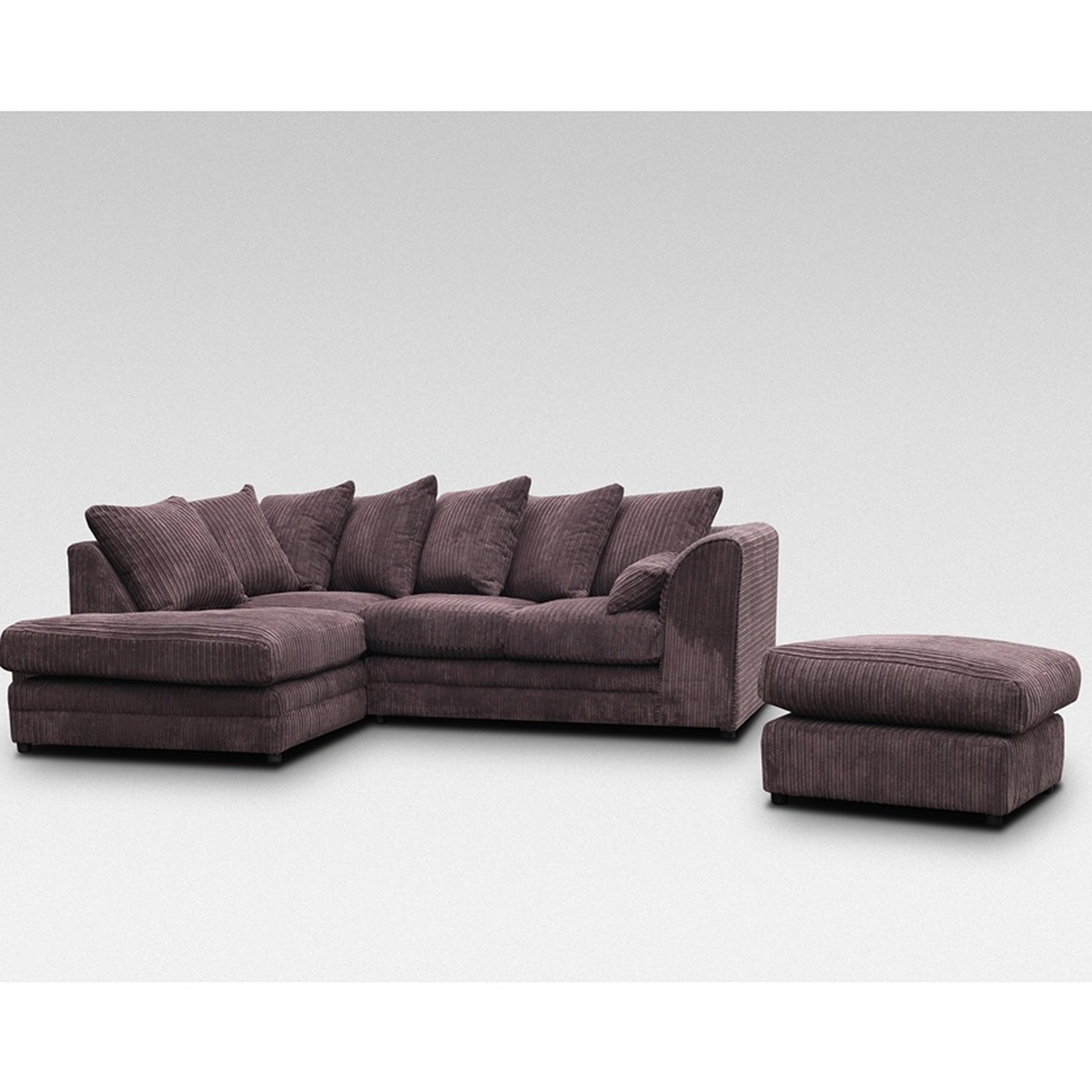 Hannah Corner Sofa With Footstool - Chocolate / Left-hand thumbnail