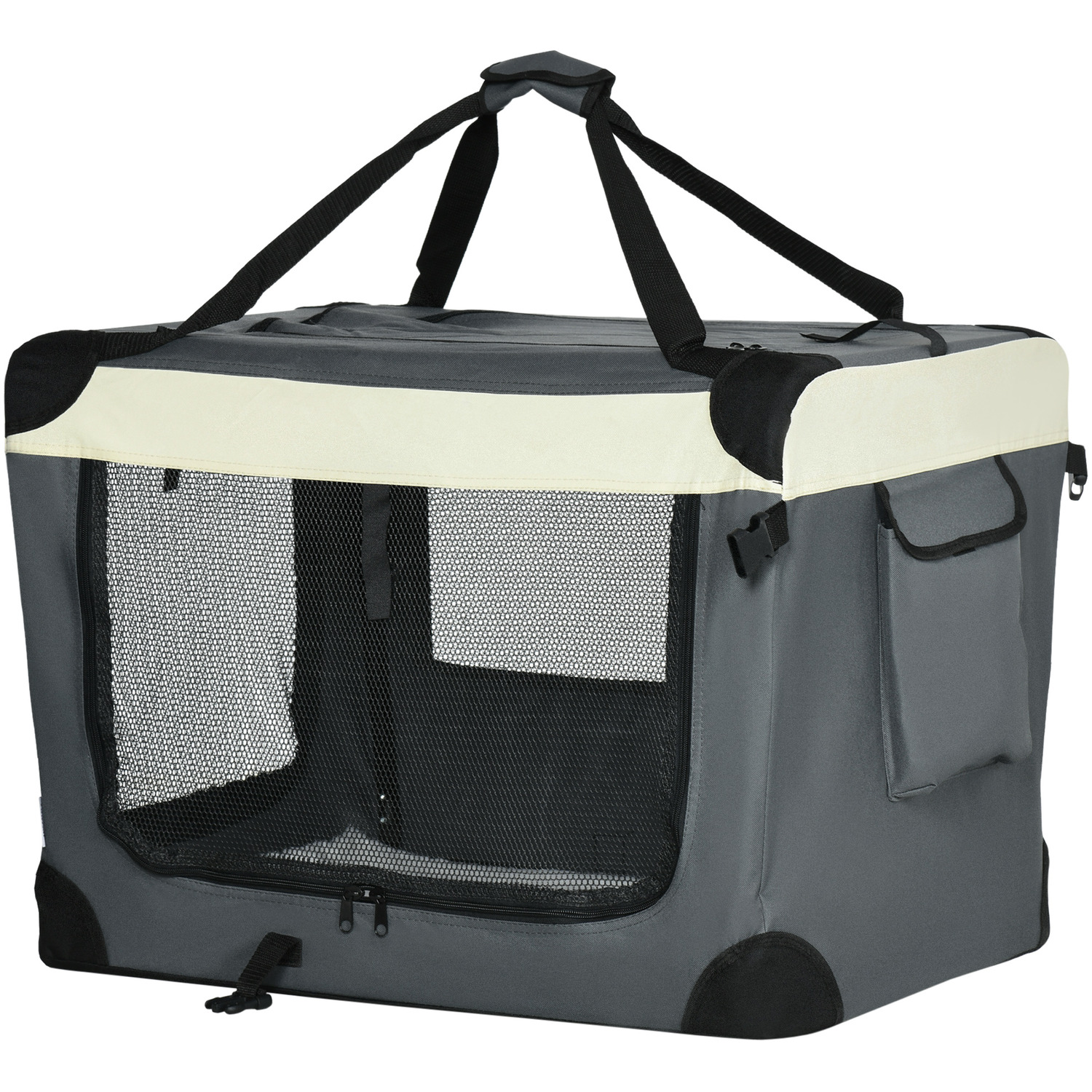 Pawhut Unisex Grey Foldable Pet Carrier Bag Soft Travel Dog Crate For S/M/L Dogs In 45Cm - Image 7