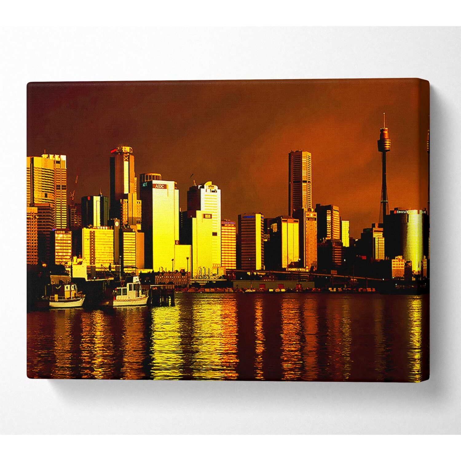 Wallart-Direct - Chicago Brown Canvas Print Wall Art - Yellow / 101.6cm thumbnail