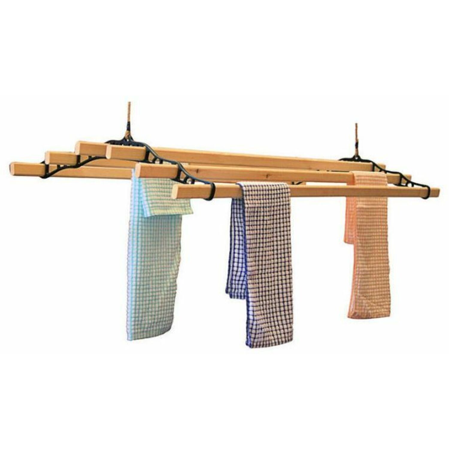 Image of 6 Lath Victorian Black Ceiling Airer 0.9m - Black