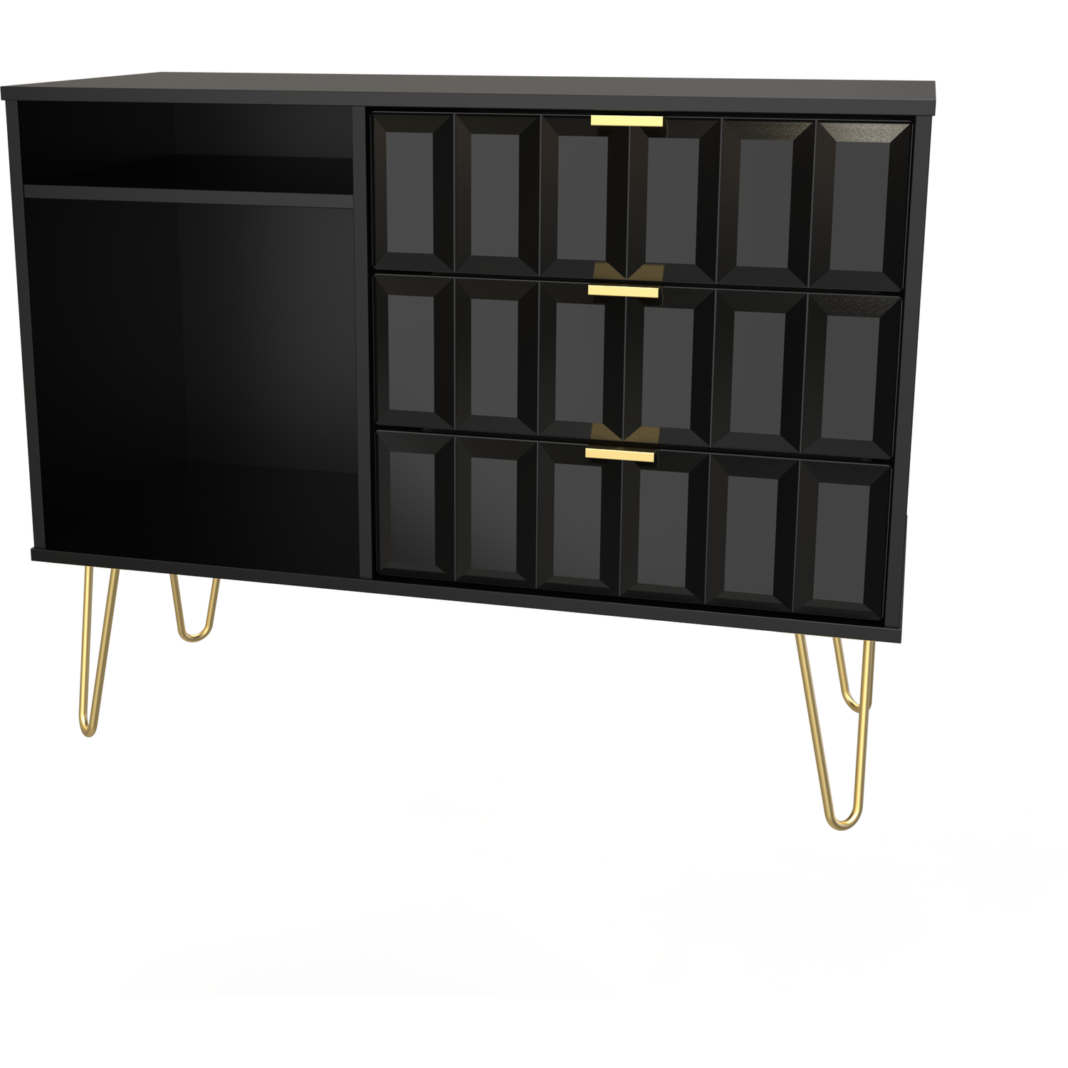 Cube 3 Drawer Tv Unit - Black Matt