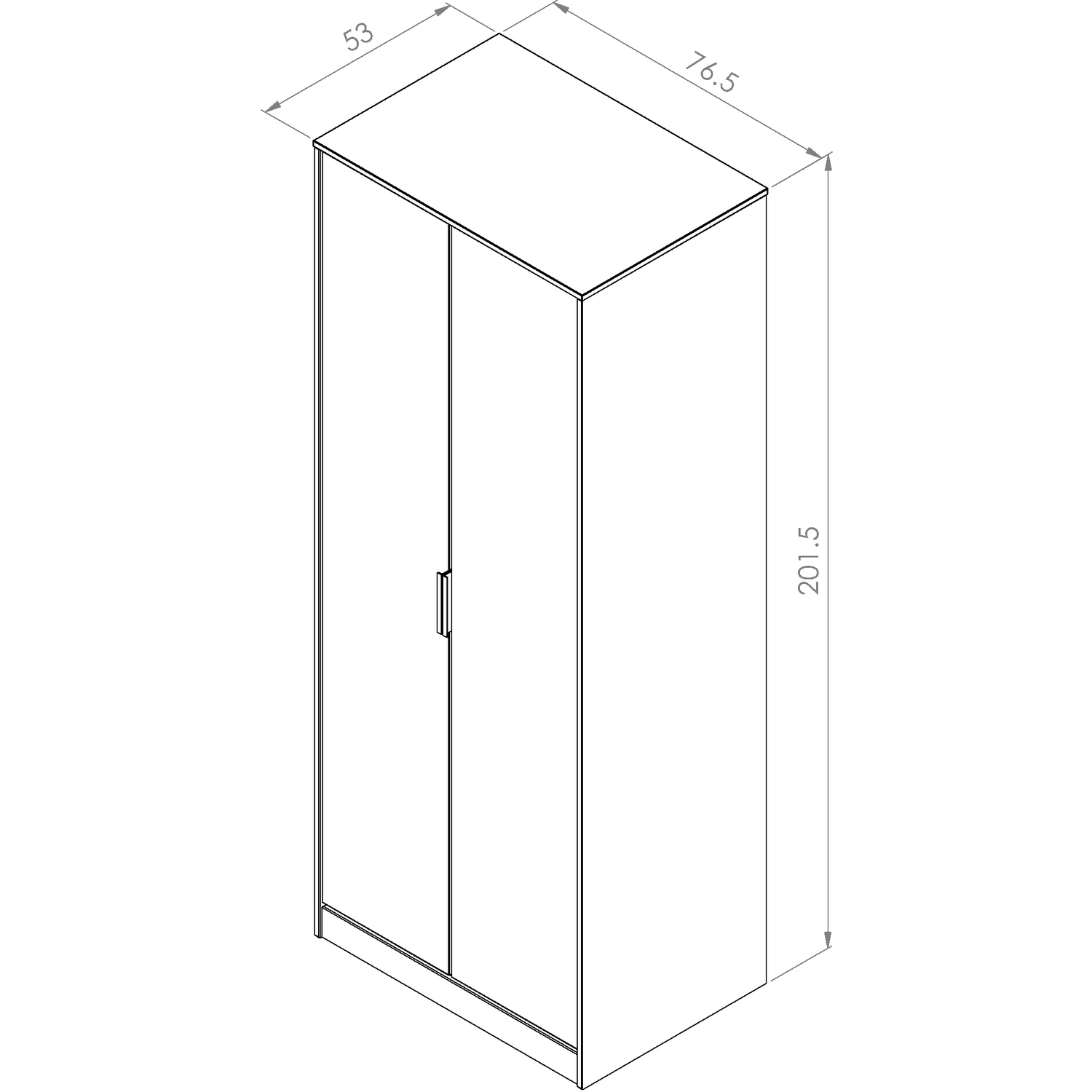 Hong Kong Ready Assembled Black Legs Tall Plain Wardrobe - Nebraska Oak
