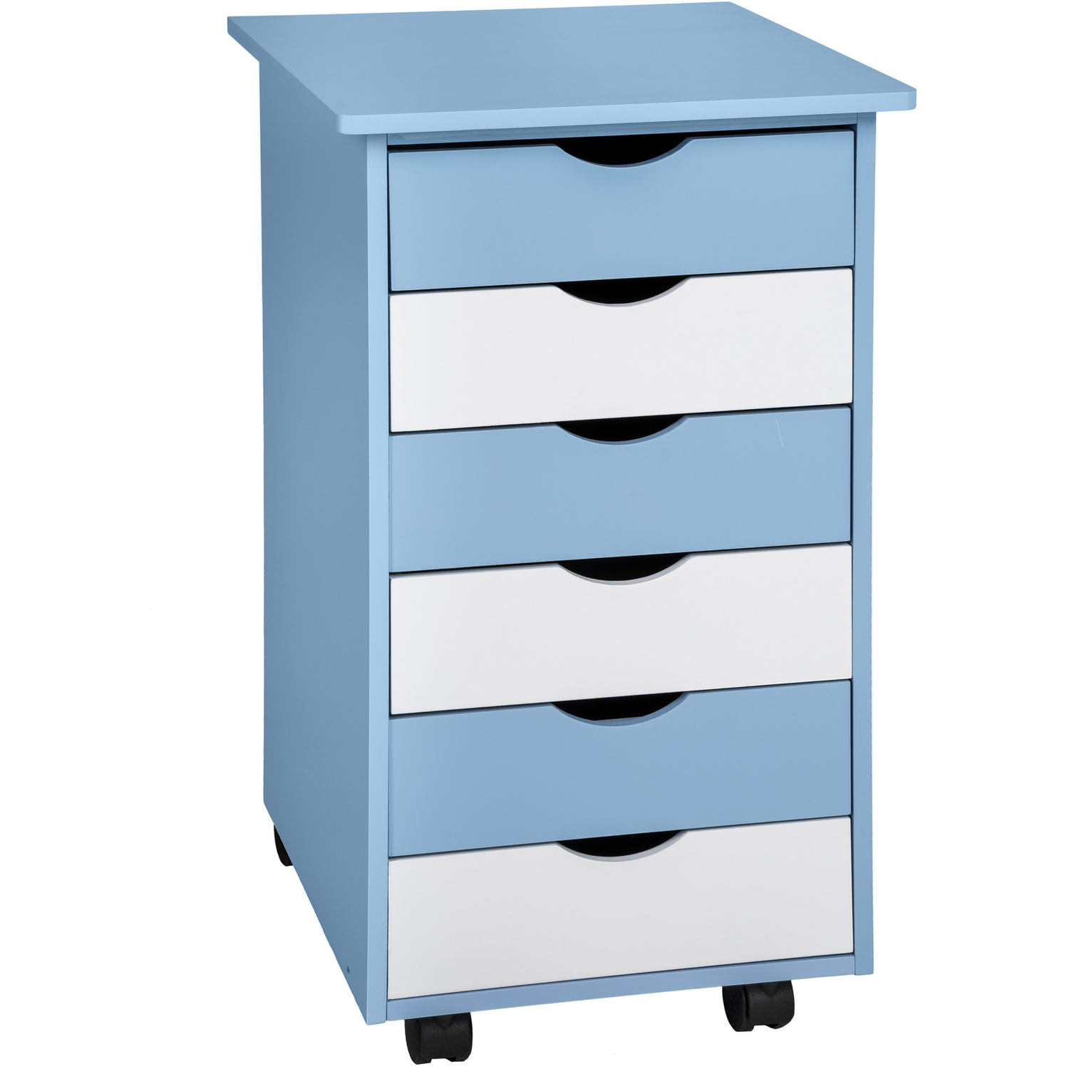 Height-adjustable Desk With Filing Cabinet - Blue