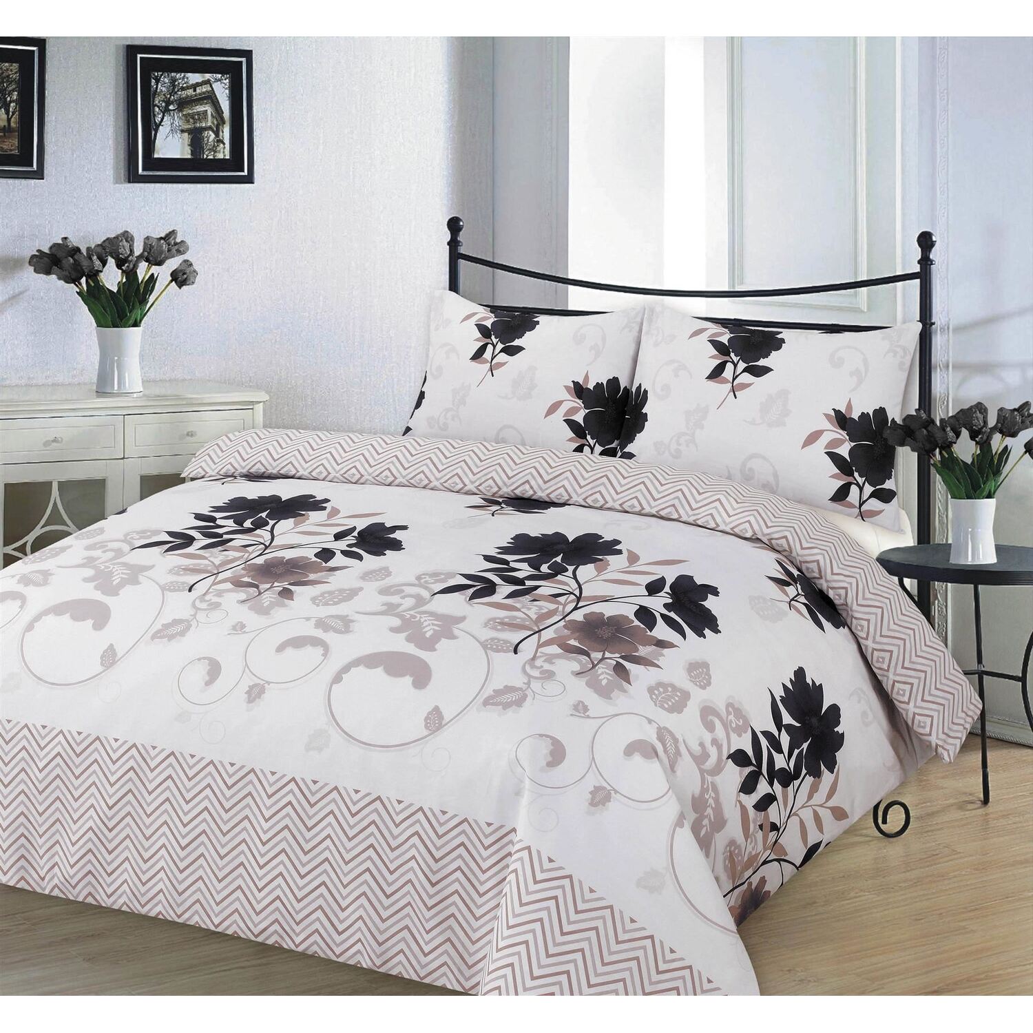 Zig Zag Print Pattern Duvet Cover Bedding Set