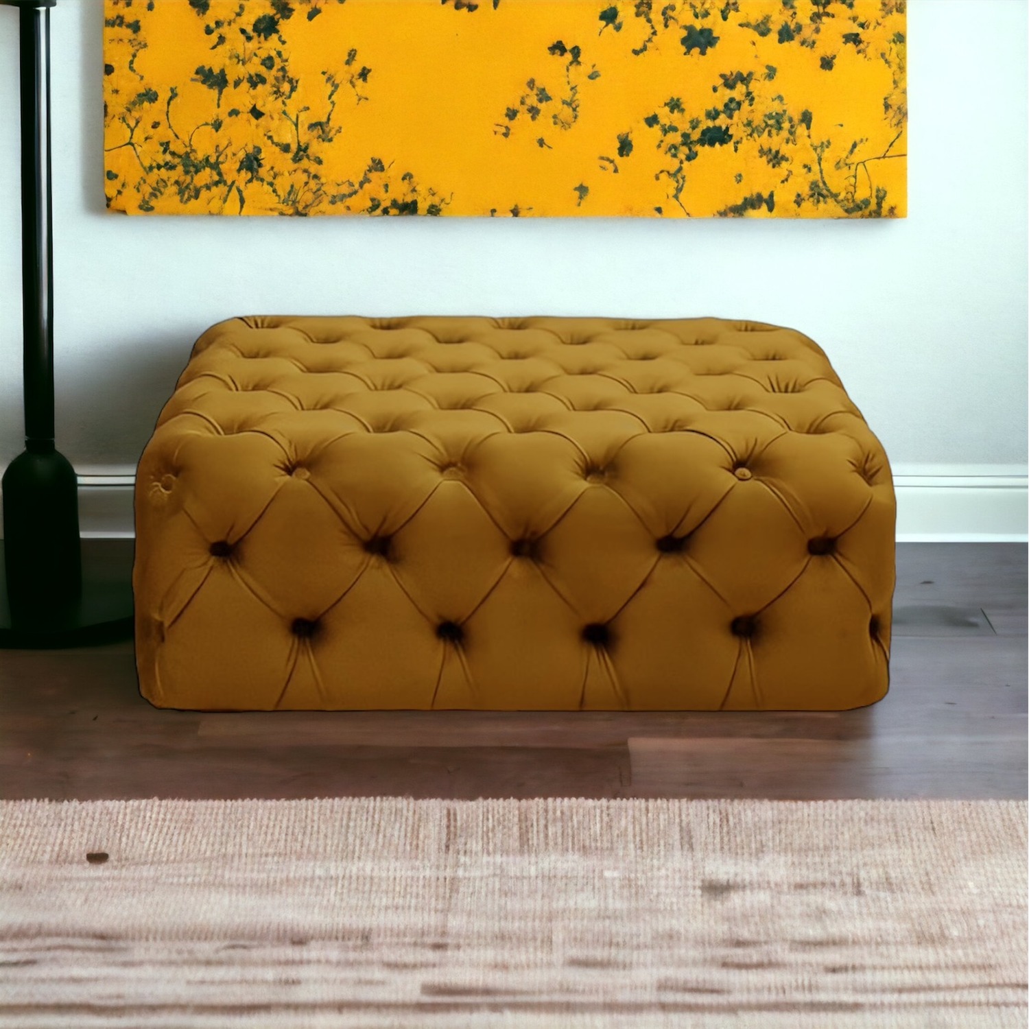 Just stools - Chesterfield Footstool Coffee Table  - Mustard thumbnail