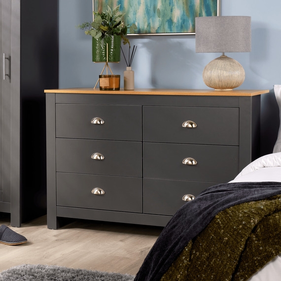 Home Source Camden 6 Drawer Chest Bedroom Storage Unit