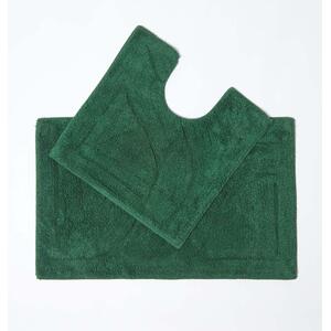 Fern Green Luxury Reversible Cotton Bath Mat Set shot 4226095