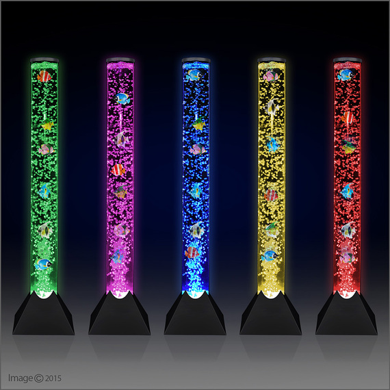 LED Colour Changing Novelty Sensory Tower Fish Bubble Lamp - 80cm
