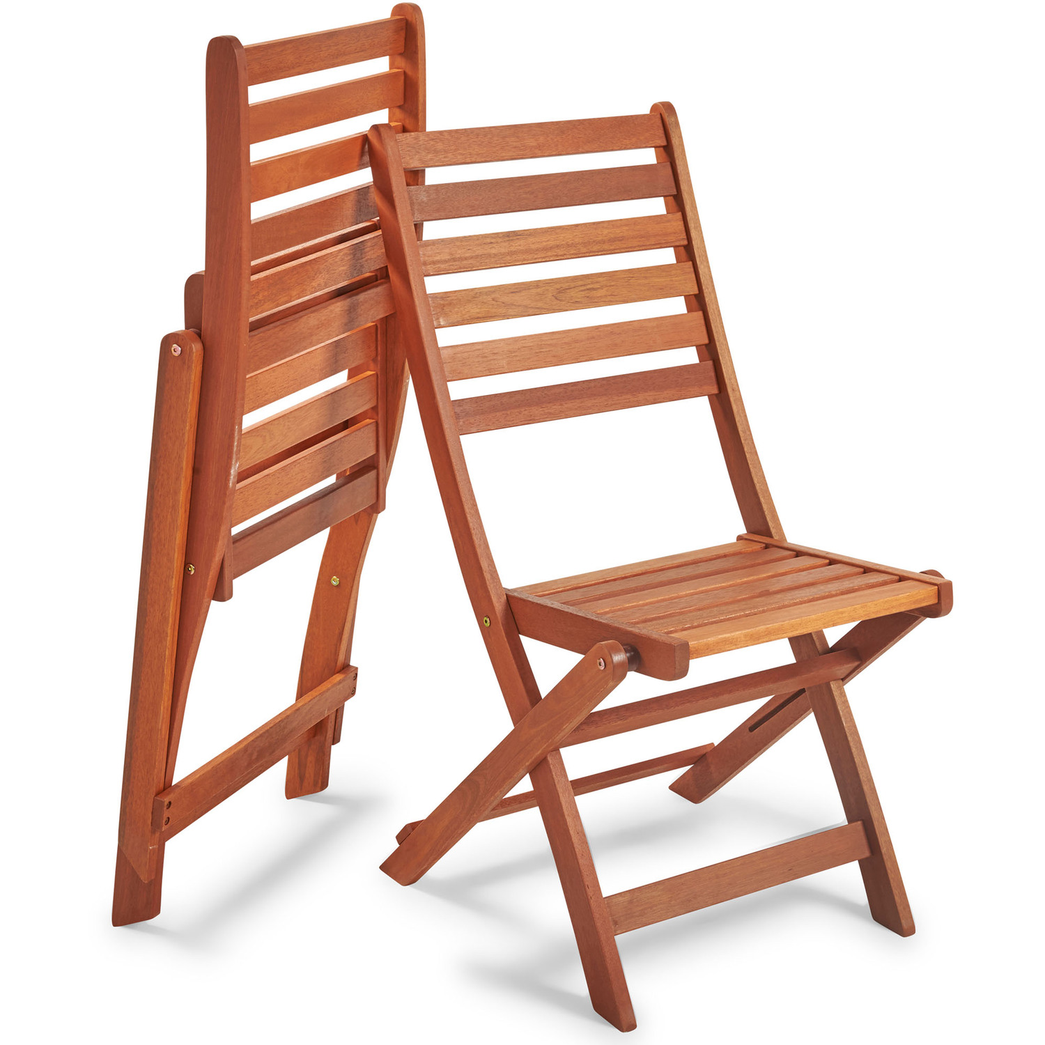 Wooden Garden Chairs Set Of 2 Foldable Meranti Hardwood - Brown