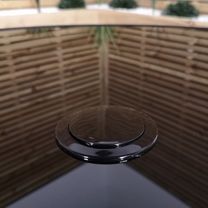 black 4 Person Round Patio Table with Glass Top and Parasol Hole shot 4837490