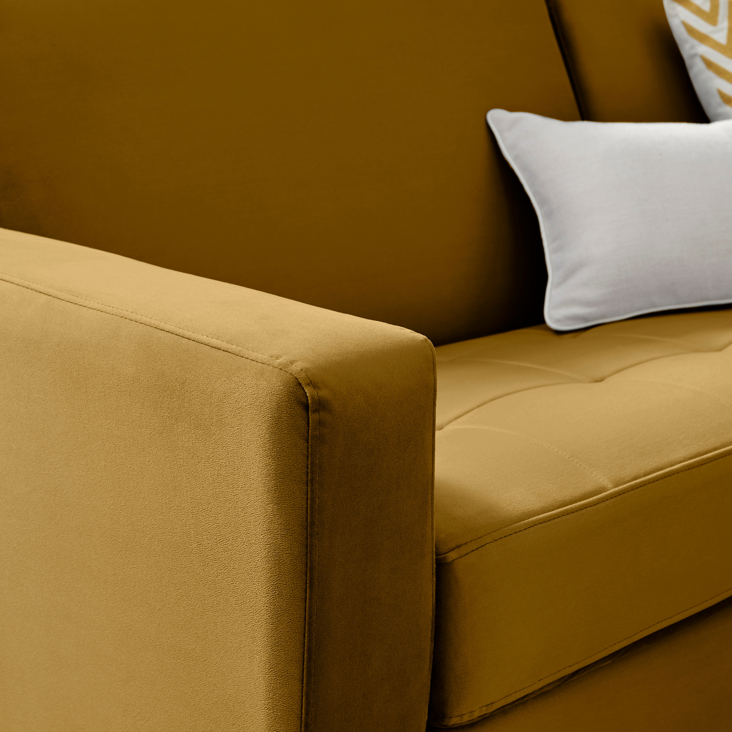 Ralph Modern Velvet Upholstered 3 Seater Sofa - Mustard Yellow