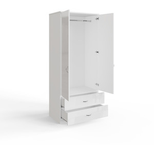 White 2 Door 2 Drawer Combination Wardrobe High Gloss White shot 5416989