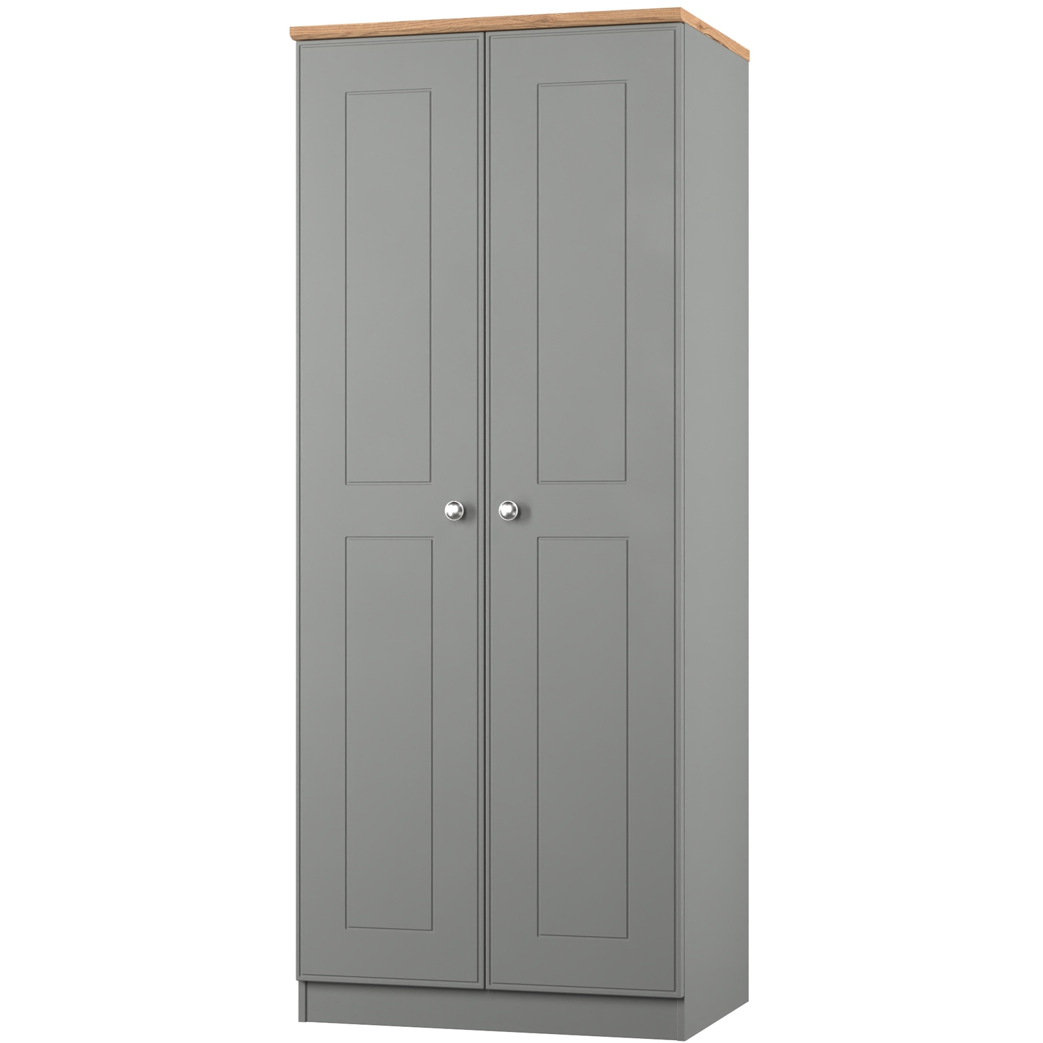 Victoria Fully Assembled Plain Wardrobe - Dusk Grey Riviera Oak