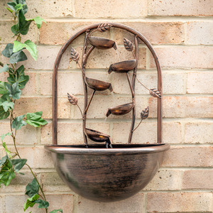 Olso Cascading Leaves Wall Mounted Water Feature with Lights
