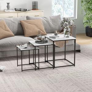 HOMCOM Nesting Tables Set of 3 with Faux Marble Effect Top