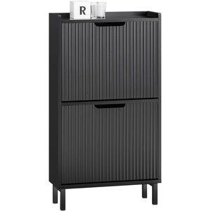 Slim Shoe Cabinet Narrow Shoe Storage Organizer with 2 Flip Drawers