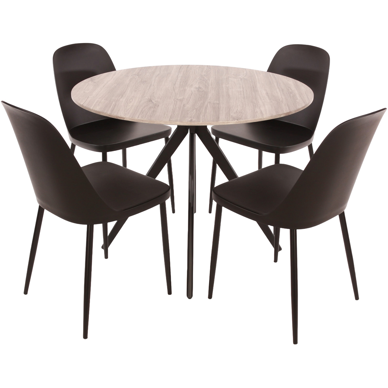 Aspen 100cm Round Dining Table With Four Plastic Duo Chair Set - Black