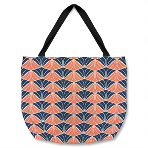 Navy  Pink Geometric Shells Tote bag