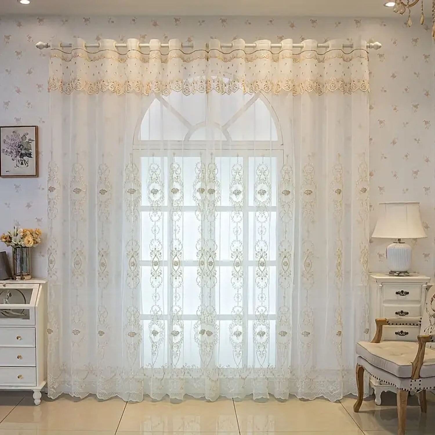 Rope Embroidered Voile Curtain