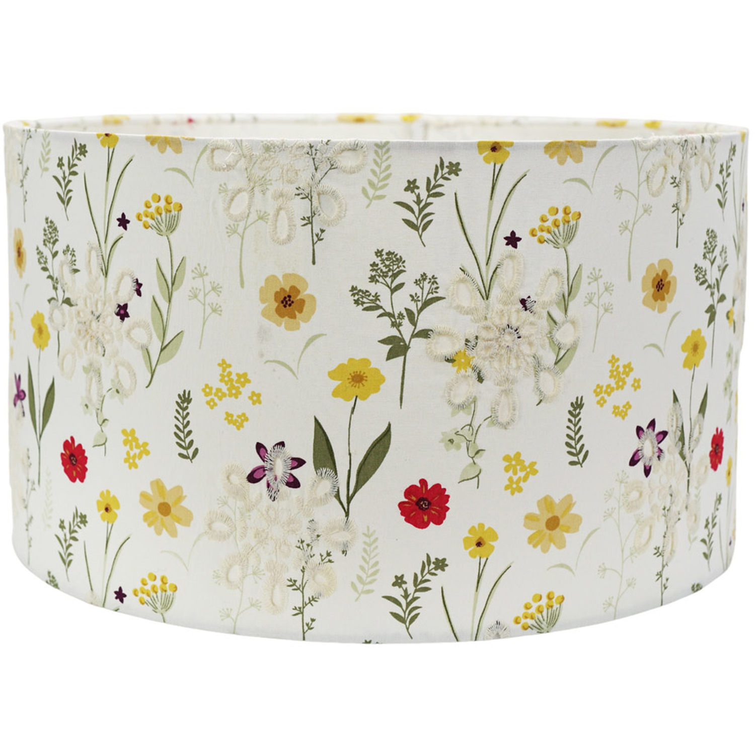 Image of Flora Medium Flower Embroidered Fabric Drum&hellip;