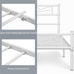 White / Single Metal Bed Frame with Cloud Design shot 7302344