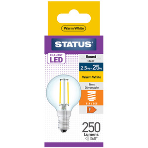 Status 2.5W = 25w LED Round SES Filament Bulb