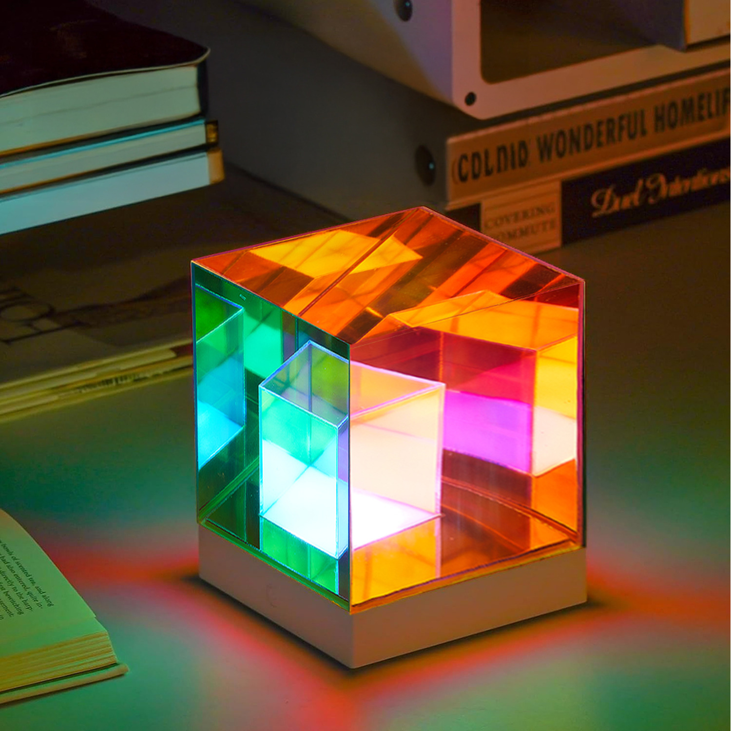 Lifeideas RGB LED Cube Atmosphere Lamp - White