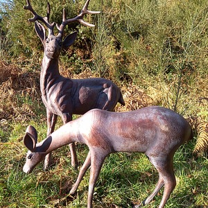 Extra Large Stag and Doe Deer Sculptures
