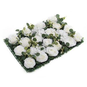 Artificial Flower Hedge Greenery Wall Panel with Rose