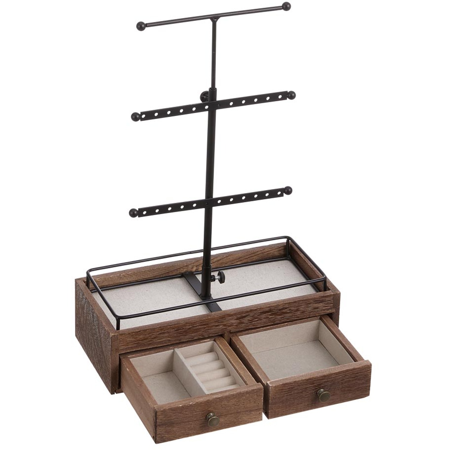 Jewellery Box Retractable Display Stand with Storage Drawers