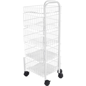 Livingandhome Multi-Layer White Iron Rotating Trolley Rack