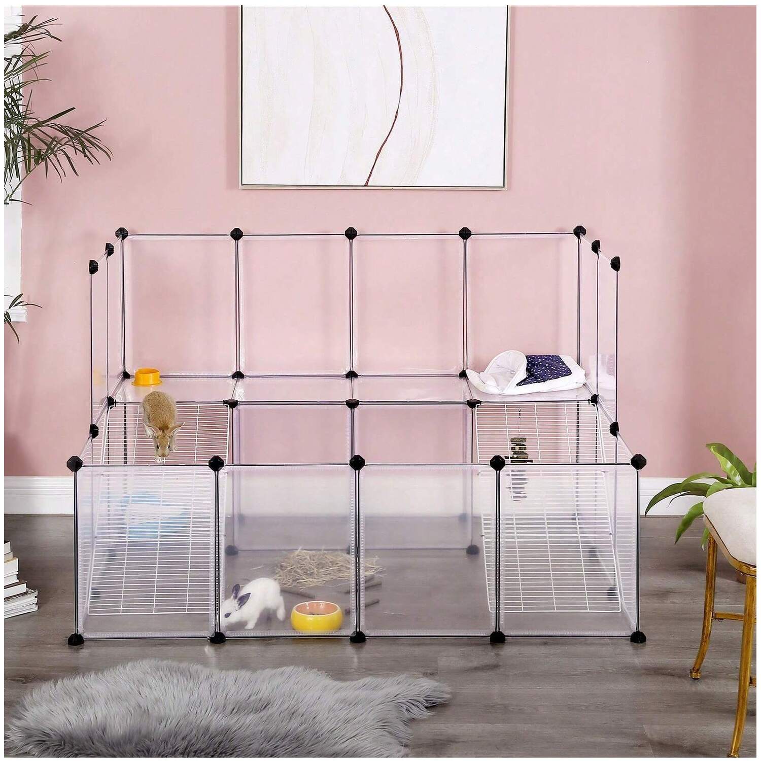 SONGMICS Modular Small Animal Enclosure with Balcony