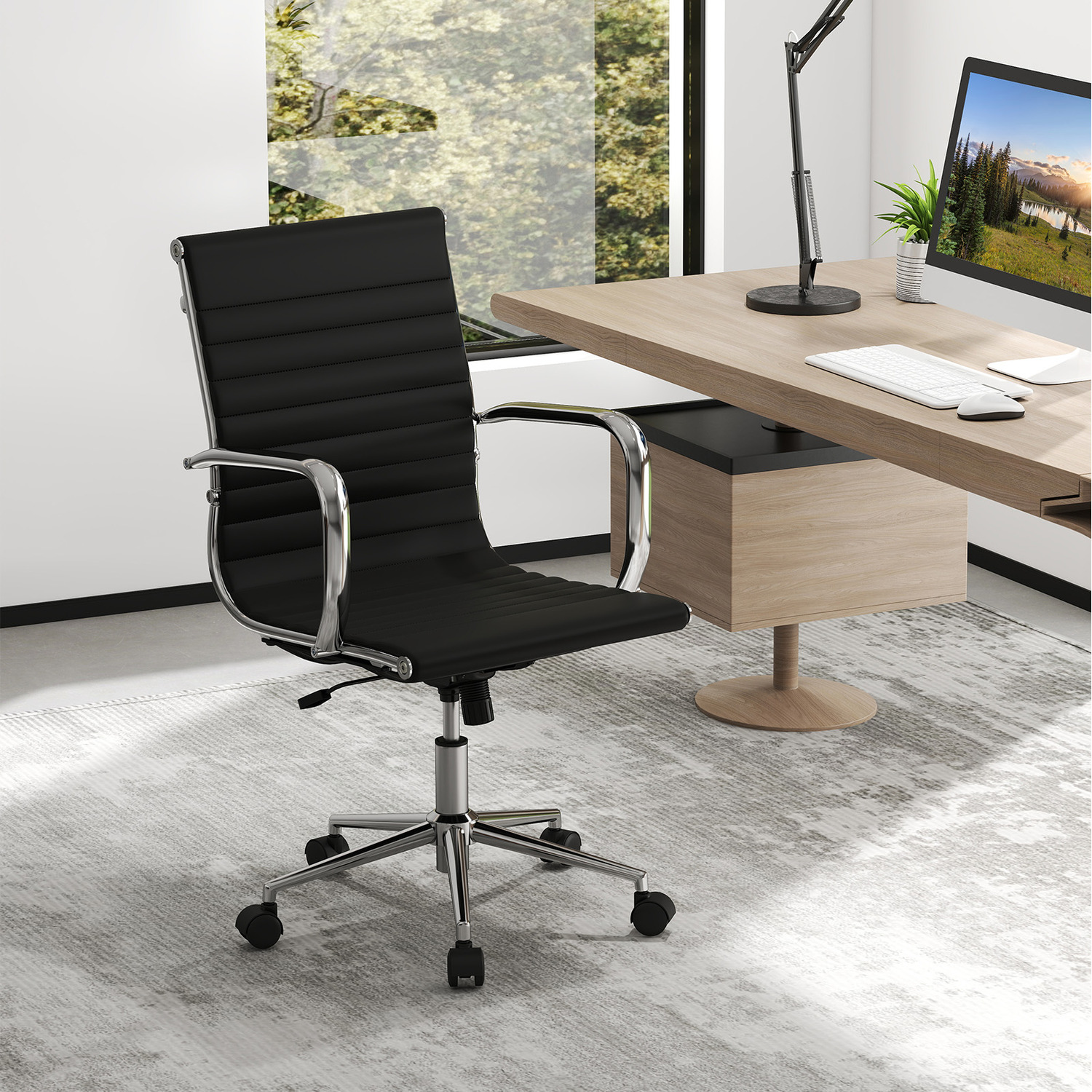 Ribbed Executive Office Chair - Black