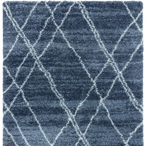 Blue / 80 x 240cm Blue Ivory Moroccan Berber 50mm Shaggy Area Rug Alto AL01 shot 10384756