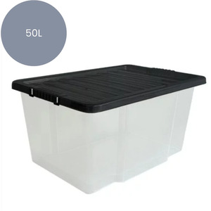 50L Stackable Storage Box with Black Lid