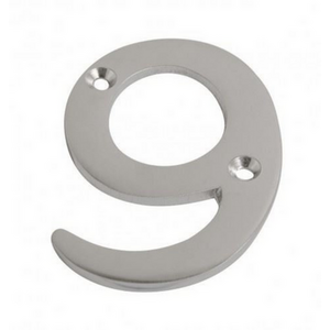 Dzina Satin Chrome Door Number 9 for Wooden and Composite Doors