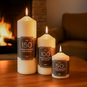 Unscented Ivory Round White Pillar Candle