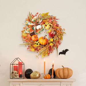 Pumpkin Maple Leaves Wreath