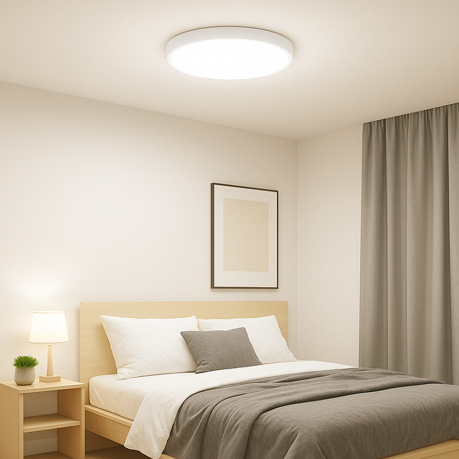 Round Led Ceiling Light Flush Mount For Bedroom - White